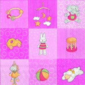 Servilleta Juguetes de Bebe Rosa H514