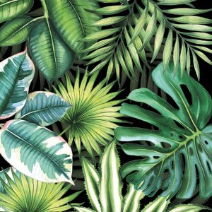 Servilleta Hojas Tropicales Negro A1155