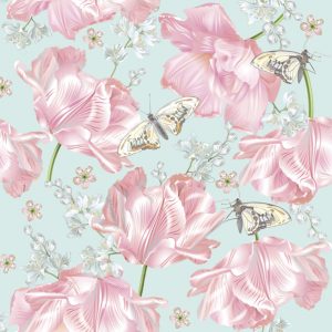 Servilleta Tulipanes Rosa con Mariposas D115