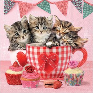 Servilleta Gatitos en taza de té A3060