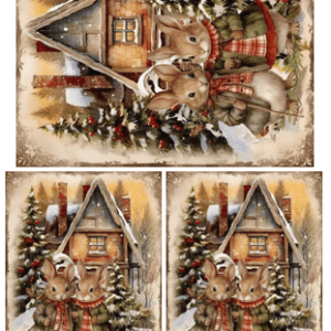 Papel Decoupage Conejitos Navideños