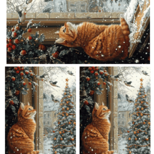 Papel Decoupage Navidad Gatuna