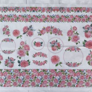 Lamina de Seda Rosas rosadas 50x70