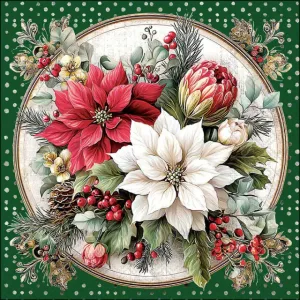 Servilleta Escena floral en tonos verdes N1300
